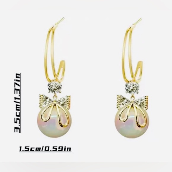 Coquette Style Drop Fashion Earrings with Imitation Artificial Pearl - Picture 4 of 8